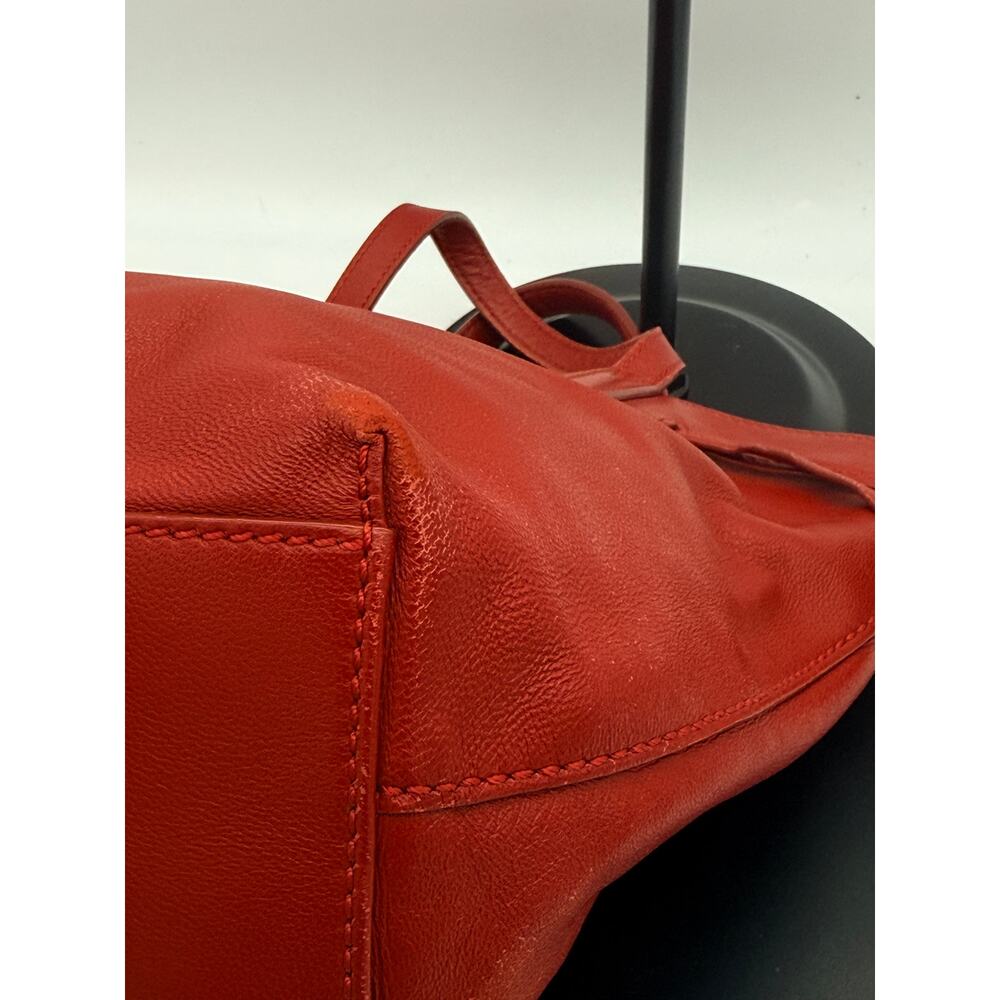 Authentic Jimmy Choo Barra Bucket/Tote | Red Nappa Leather - Picture 10 of 16